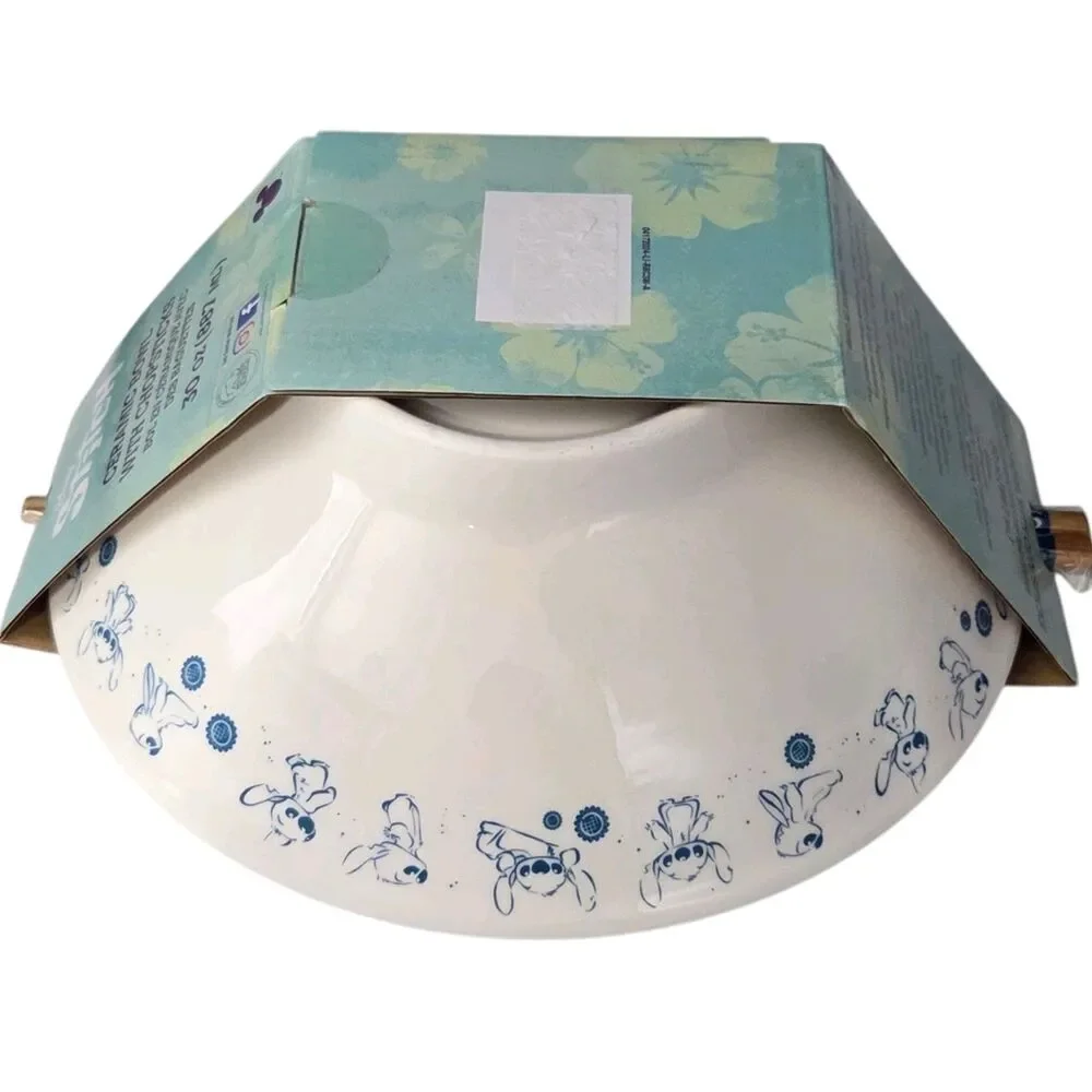 Disney Stitch Ceramic Ramen Noodle Bowl with Chopstick‎ Set of 3pc 30oz